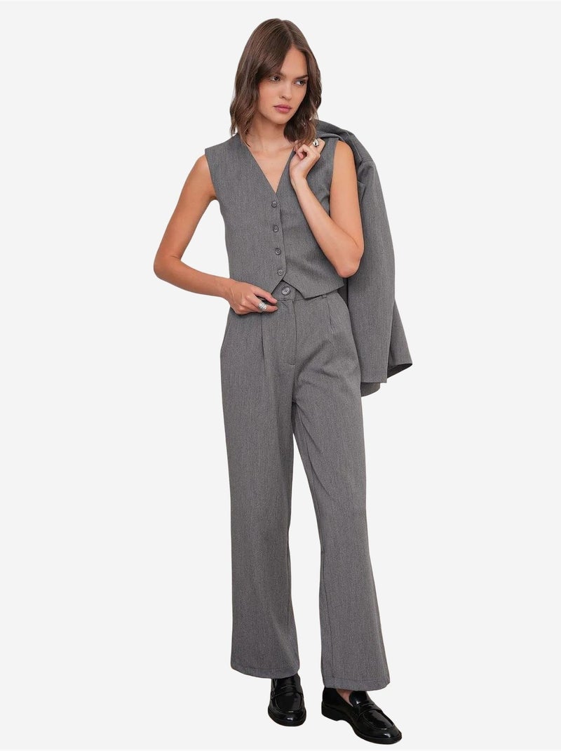 Pantalon palazzo taille haute avec poches mixray Gris foncé - Kiabi