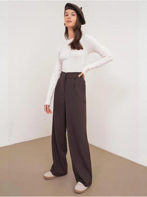 Pantalon palazzo taille haute avec poches mixray - Kiabi Pantalon palazzo taille haute avec poches mixray - Kiabi