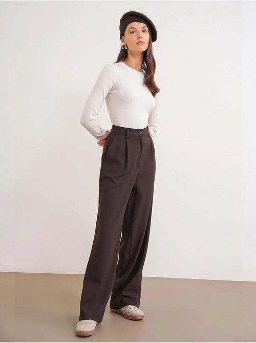 Pantalon palazzo taille haute avec poches mixray - Kiabi Pantalon palazzo taille haute avec poches mixray - Kiabi