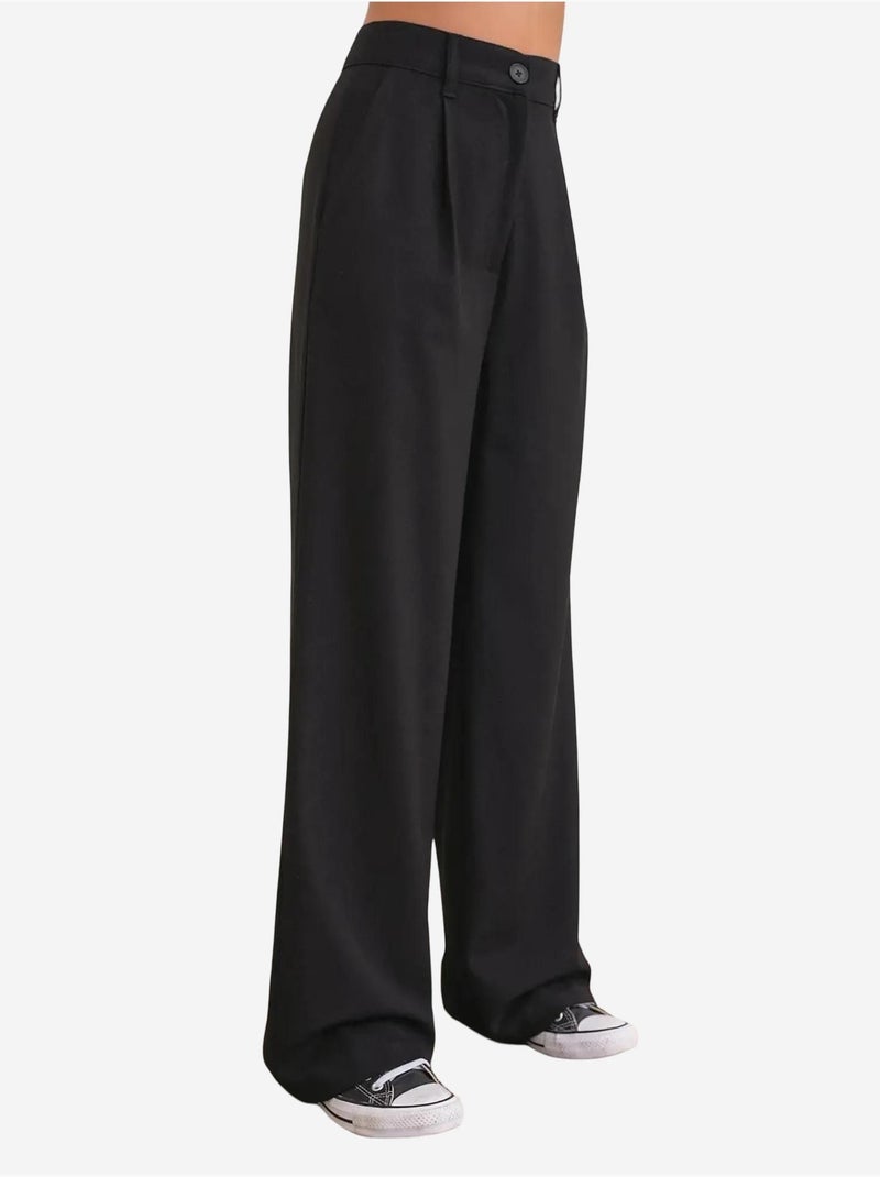 Pantalon palazzo taille haute avec poches mixray Noir - Kiabi