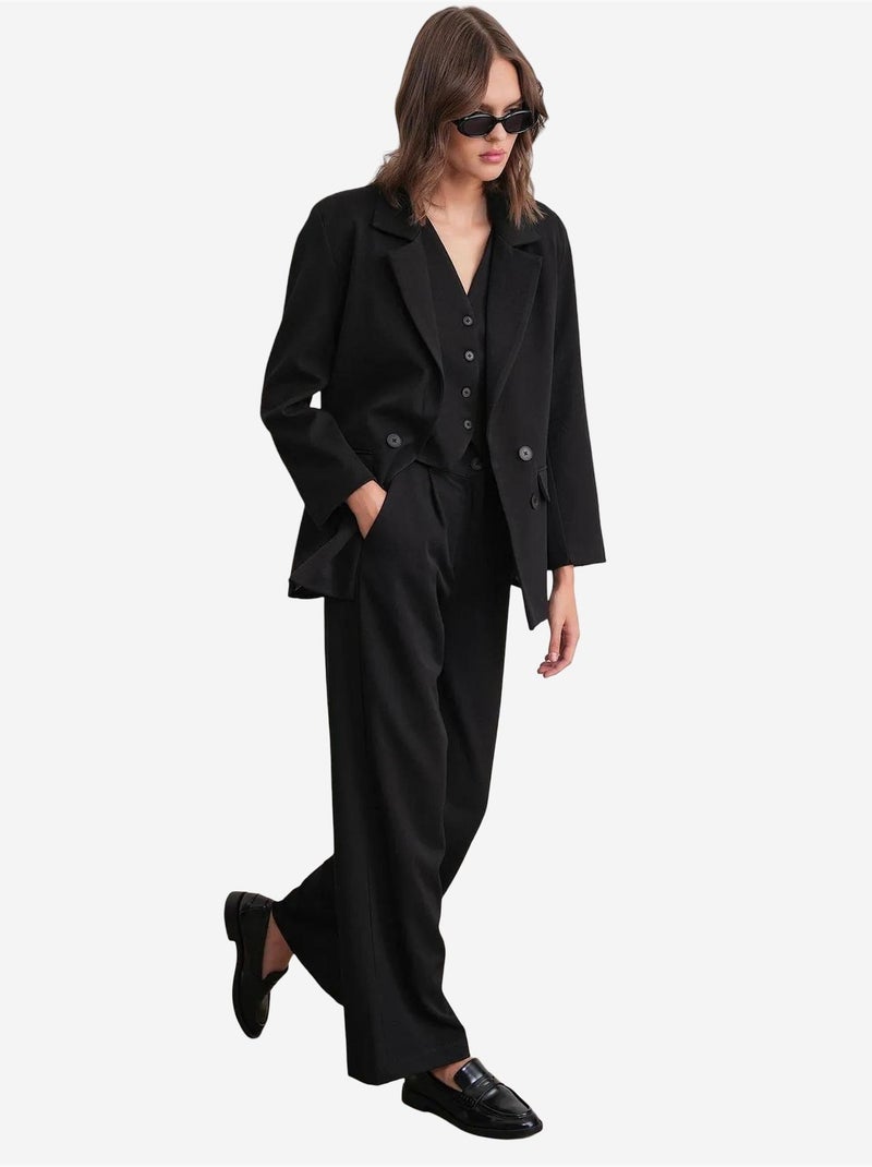 Pantalon palazzo taille haute avec poches mixray Noir - Kiabi