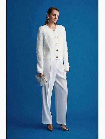 Pantalon palazzo taille haute en crêpe dilvin