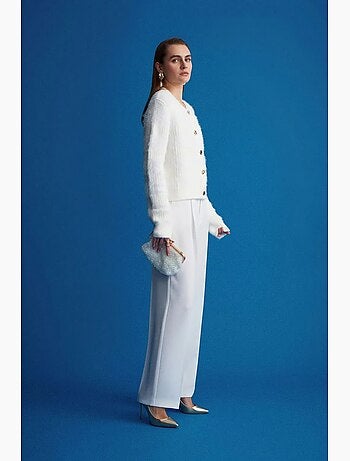 Pantalon palazzo taille haute en crêpe dilvin