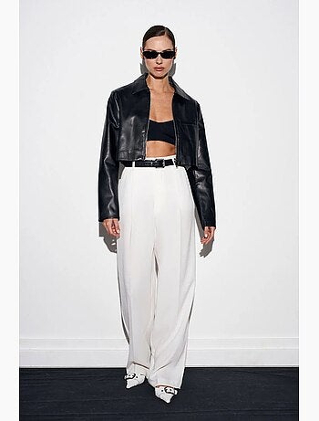 Pantalon palazzo taille haute en crêpe dilvin