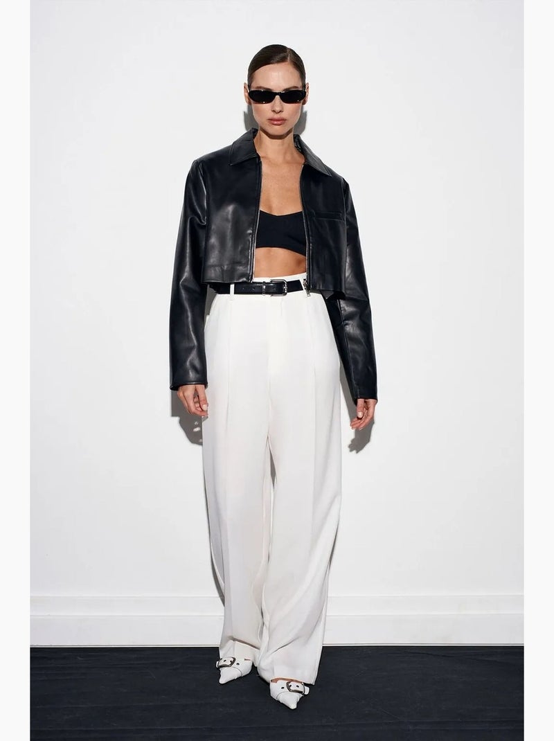 Pantalon palazzo taille haute en crêpe dilvin Blanc - Kiabi