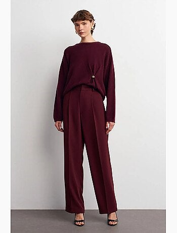 Pantalon palazzo taille haute en crêpe dilvin