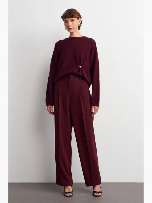 Pantalon palazzo taille haute en crêpe dilvin - Kiabi