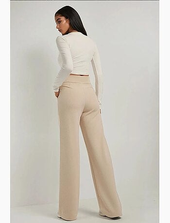 Pantalon palazzo taille haute en crêpe élastique hiccup