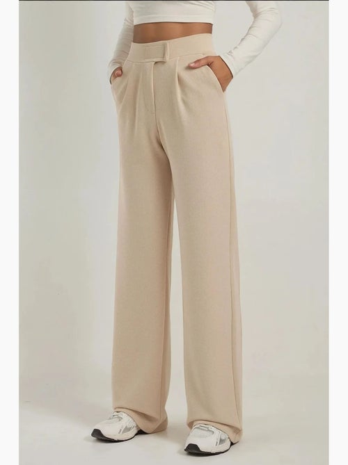 Pantalon palazzo taille haute en crêpe élastique hiccup - Kiabi Pantalon palazzo taille haute en crêpe élastique hiccup - Kiabi