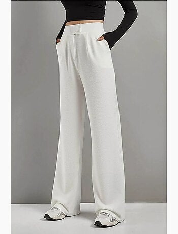 Pantalon palazzo taille haute en crêpe élastique hiccup