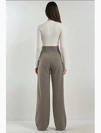 Pantalon palazzo taille haute en crêpe élastique hiccup