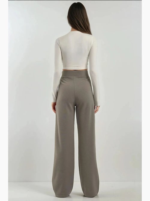 Pantalon palazzo taille haute en crêpe élastique hiccup - Kiabi