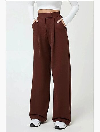 Pantalon palazzo taille haute en crêpe élastique hiccup