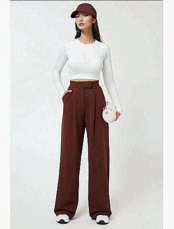 Pantalon palazzo taille haute en crêpe élastique hiccup