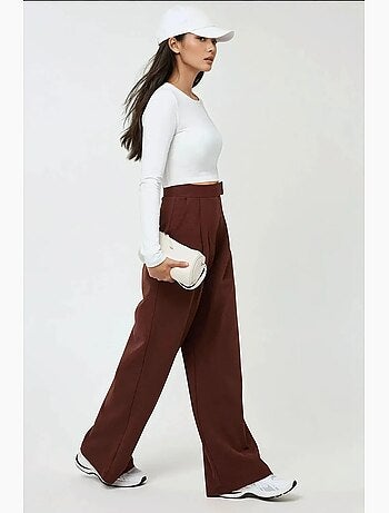 Pantalon palazzo taille haute en crêpe élastique hiccup