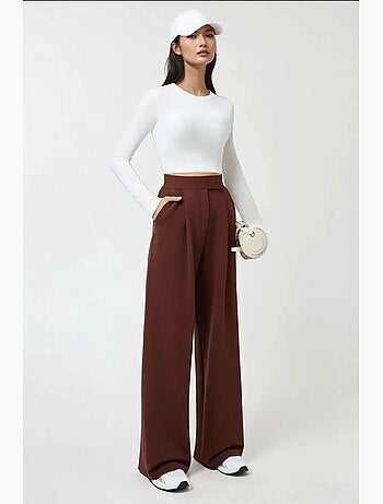 Pantalon palazzo taille haute en crêpe élastique hiccup