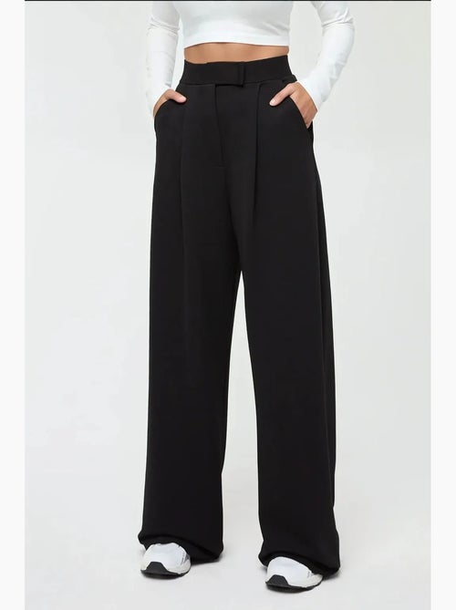 Pantalon palazzo taille haute en crêpe élastique hiccup - Kiabi