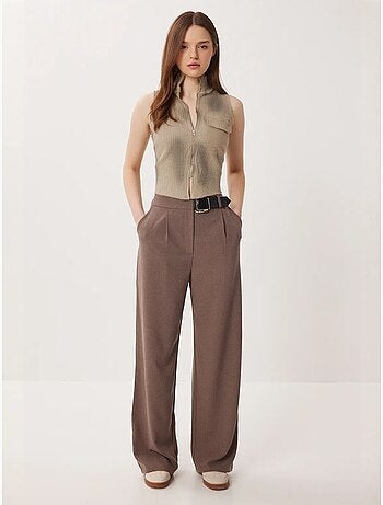 Pantalon palazzo taille haute et jambes larges avec ceinture istanbul