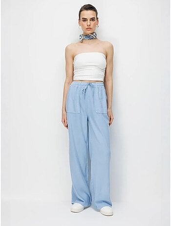 Pantalon palazzo taille haute et jambes larges avec cordon de serrage à la taille mixray