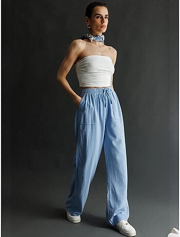 Pantalon palazzo taille haute et jambes larges avec cordon de serrage à la taille mixray