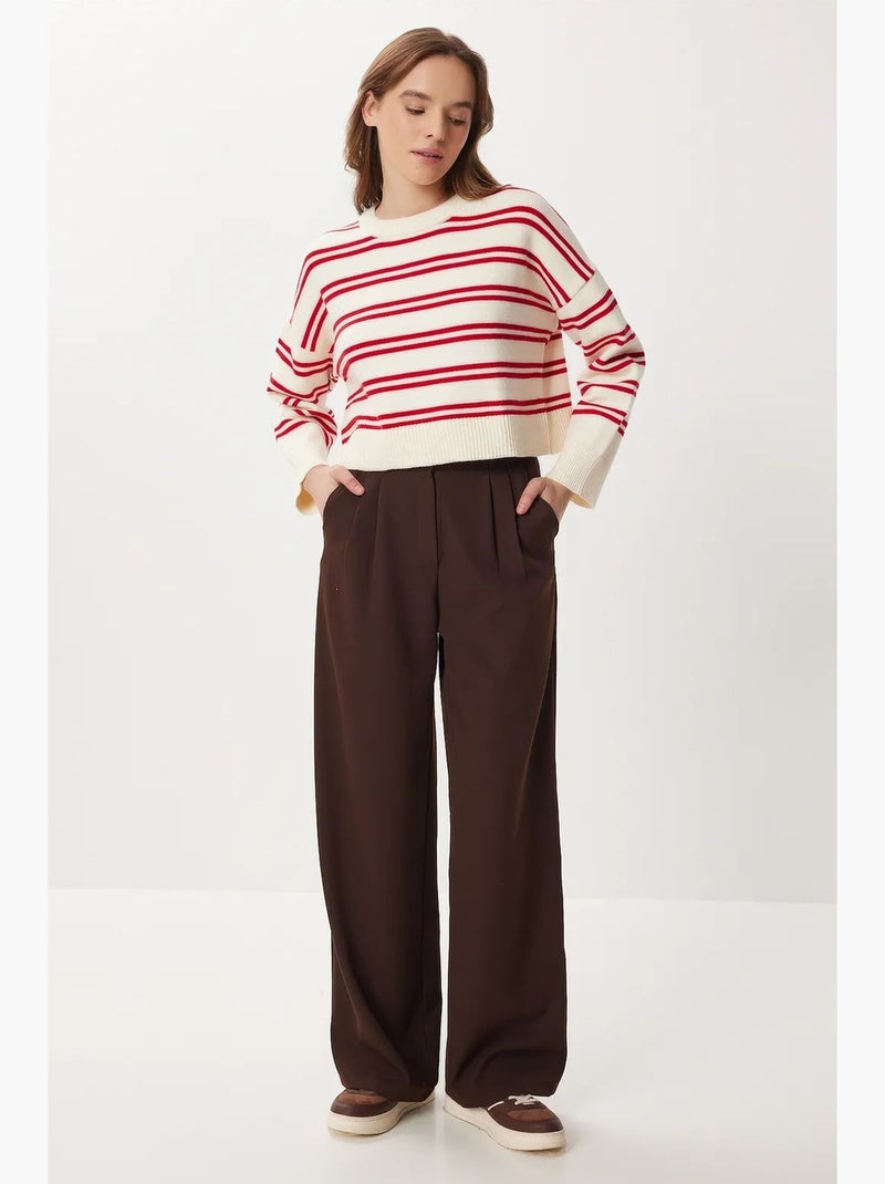 Pantalon palazzo taille haute et jambes larges istanbul Marron chocolat - Kiabi