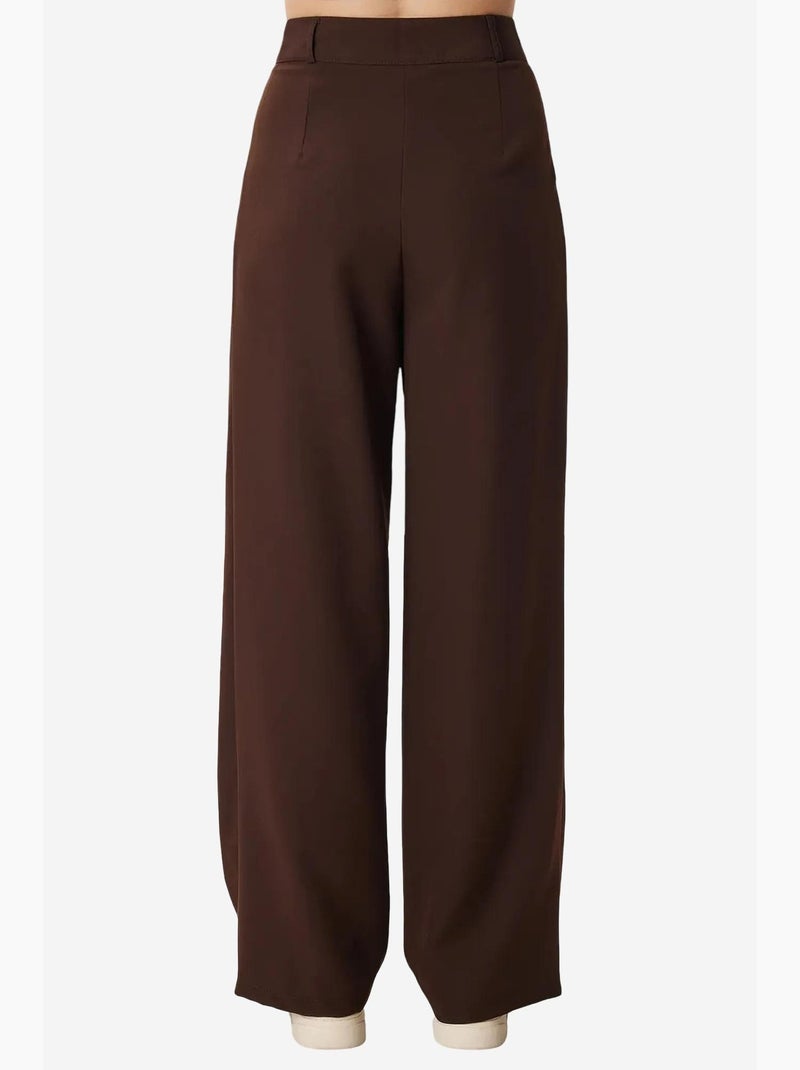 Pantalon palazzo taille haute et jambes larges istanbul Marron chocolat - Kiabi