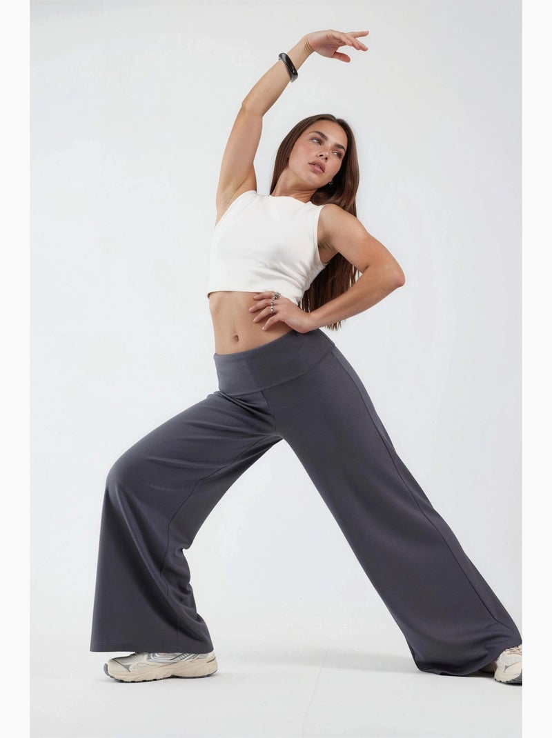 Pantalon palazzo taille haute hiccup Gris - Kiabi
