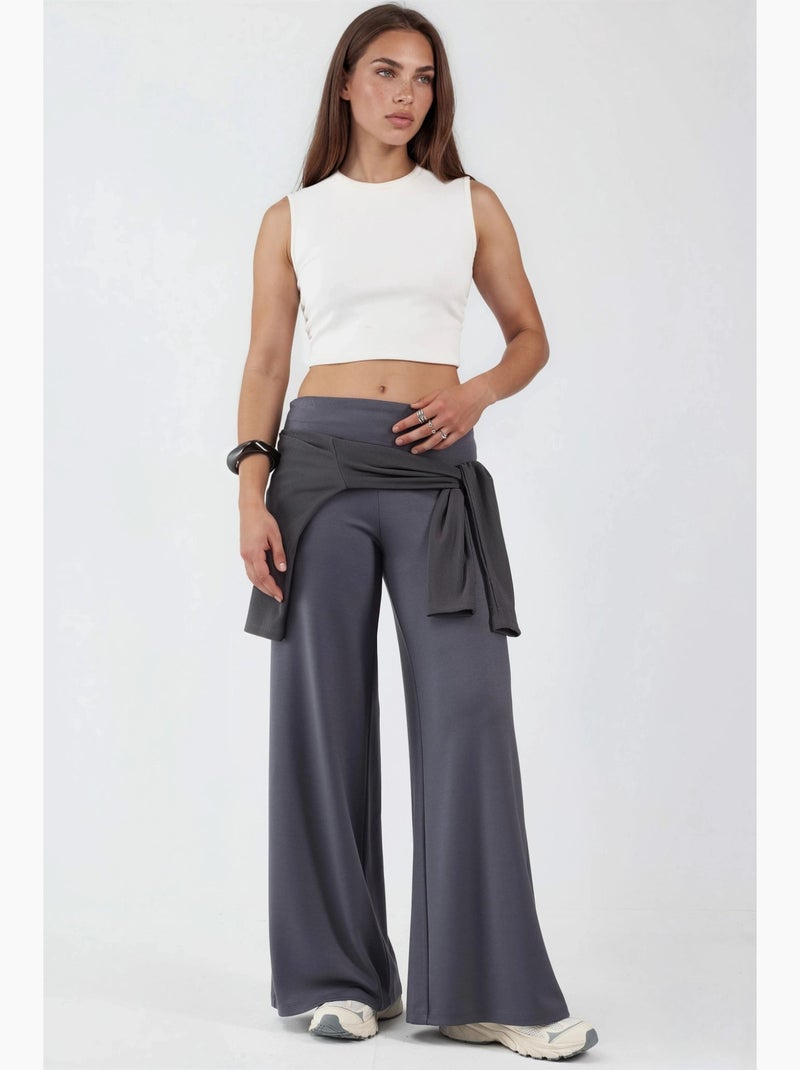 Pantalon palazzo taille haute hiccup Gris - Kiabi