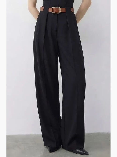 Pantalon palazzo taille haute jambes larges avec ceinture lucci - Kiabi Pantalon palazzo taille haute jambes larges avec ceinture lucci - Kiabi