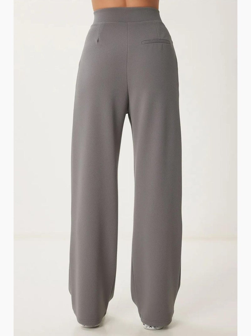 Pantalon palazzo taille haute texturé istanbul Gris foncé - Kiabi