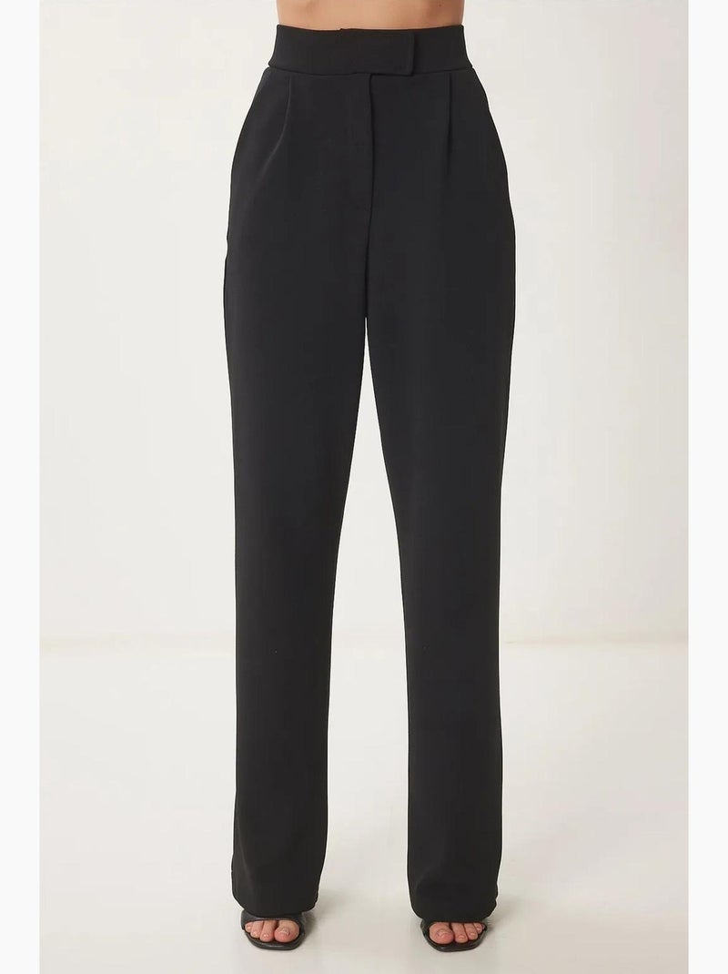Pantalon palazzo taille haute texturé istanbul Noir - Kiabi