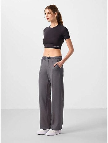 Pantalon palazzo texturé à jambes larges avec cordon de serrage à la taille tommy