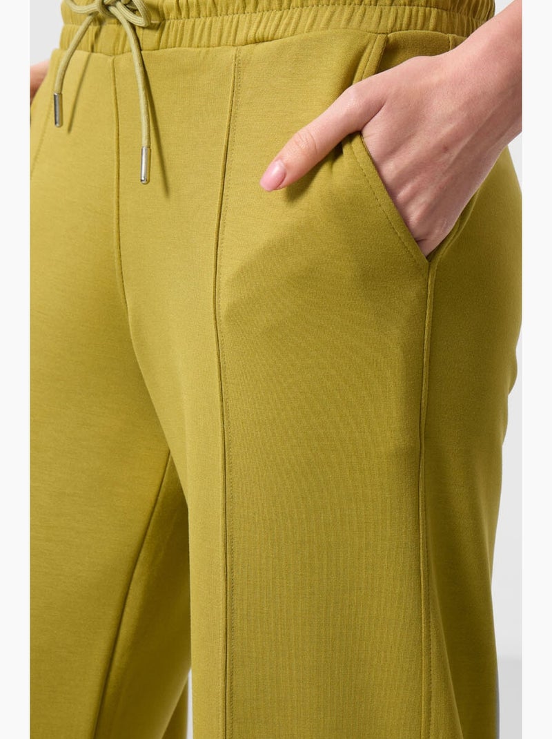 Pantalon palazzo texturé à jambes larges avec cordon de serrage à la taille tommy Kaki - Kiabi
