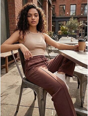 Pantalon palazzo texturé à jambes larges avec cordon de serrage à la taille tommy