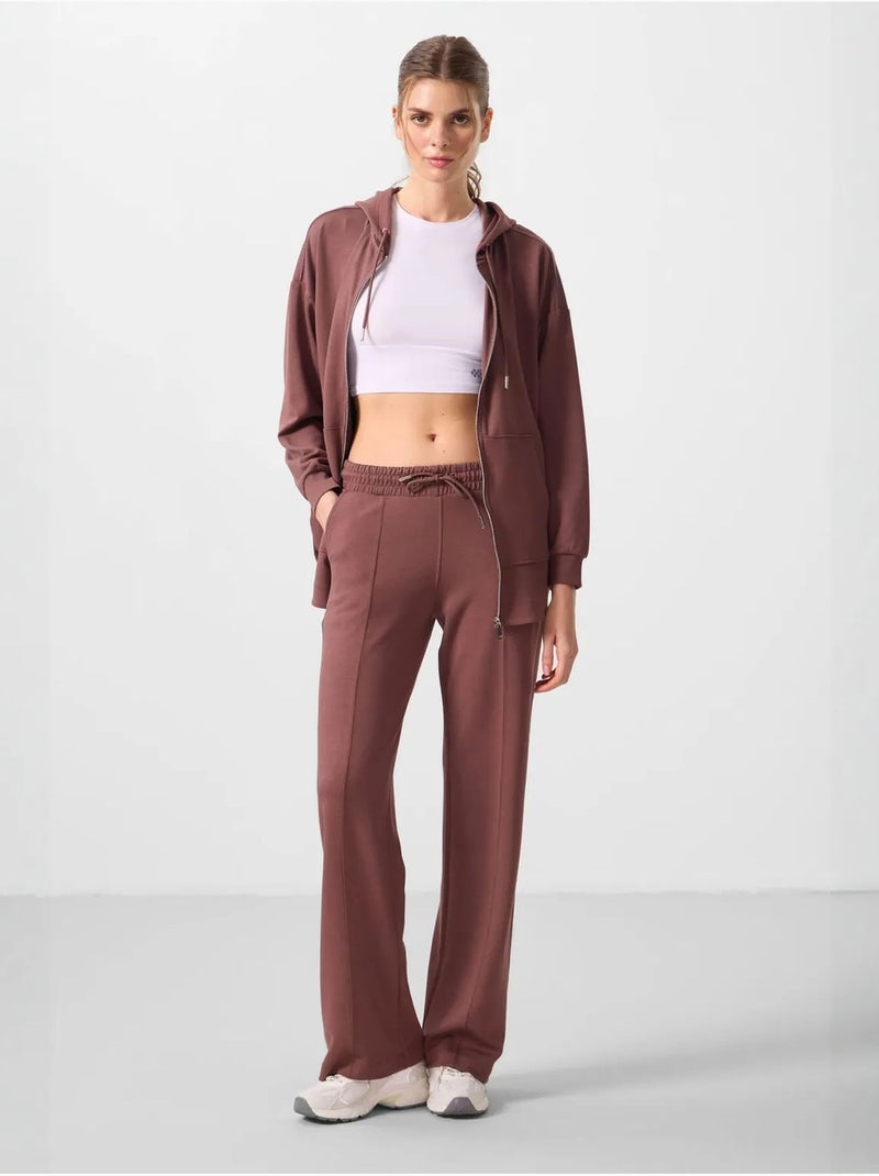 Pantalon palazzo texturé à jambes larges avec cordon de serrage à la taille tommy Marron - Kiabi
