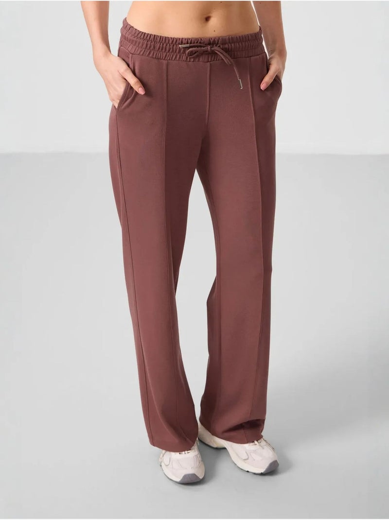 Pantalon palazzo texturé à jambes larges avec cordon de serrage à la taille tommy Marron - Kiabi
