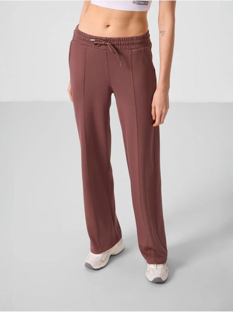 Pantalon palazzo texturé à jambes larges avec cordon de serrage à la taille tommy Marron - Kiabi