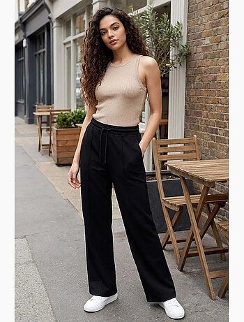 Pantalon palazzo texturé à jambes larges avec cordon de serrage à la taille tommy