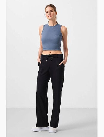 Pantalon palazzo texturé à jambes larges avec cordon de serrage à la taille tommy