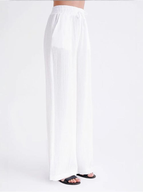 Pantalon palazzo texturé taille haute mixray - Kiabi Pantalon palazzo texturé taille haute mixray - Kiabi