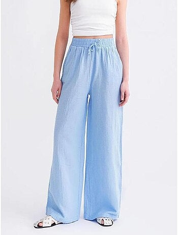 Pantalon palazzo texturé taille haute mixray