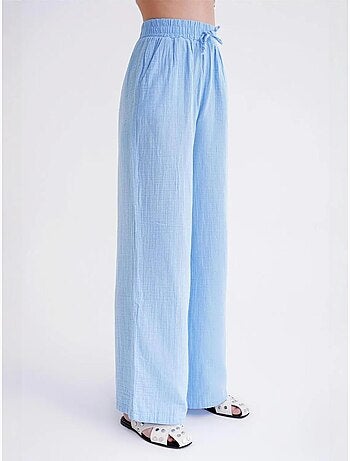 Pantalon palazzo texturé taille haute mixray