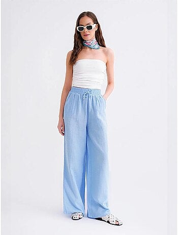 Pantalon palazzo texturé taille haute mixray