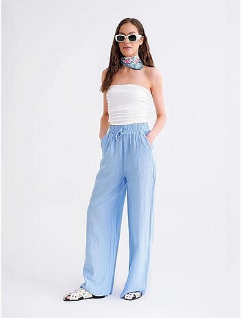 Pantalon palazzo texturé taille haute mixray