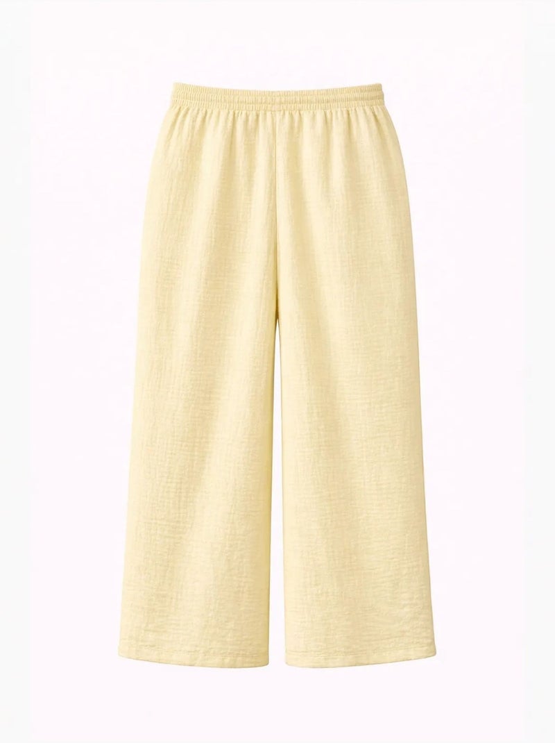 Pantalon palazzo texturé taille haute mixray Jaune citron - Kiabi