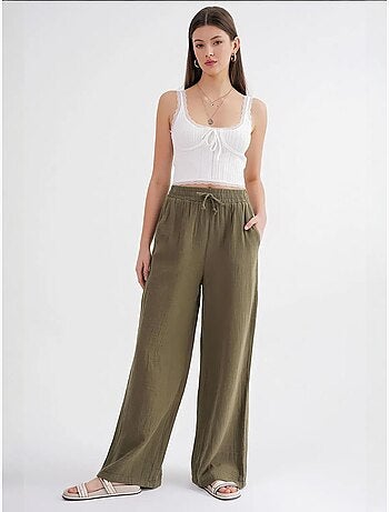 Pantalon palazzo texturé taille haute mixray