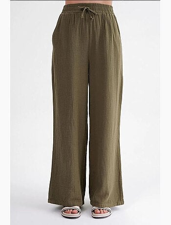 Pantalon palazzo texturé taille haute mixray