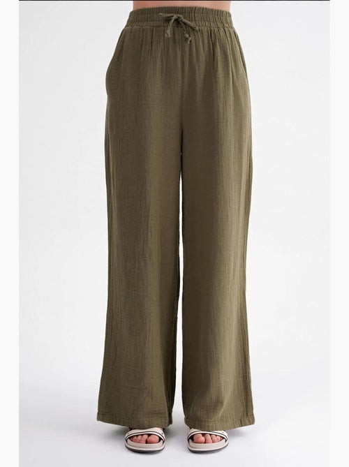 Pantalon palazzo texturé taille haute mixray - Kiabi Pantalon palazzo texturé taille haute mixray - Kiabi