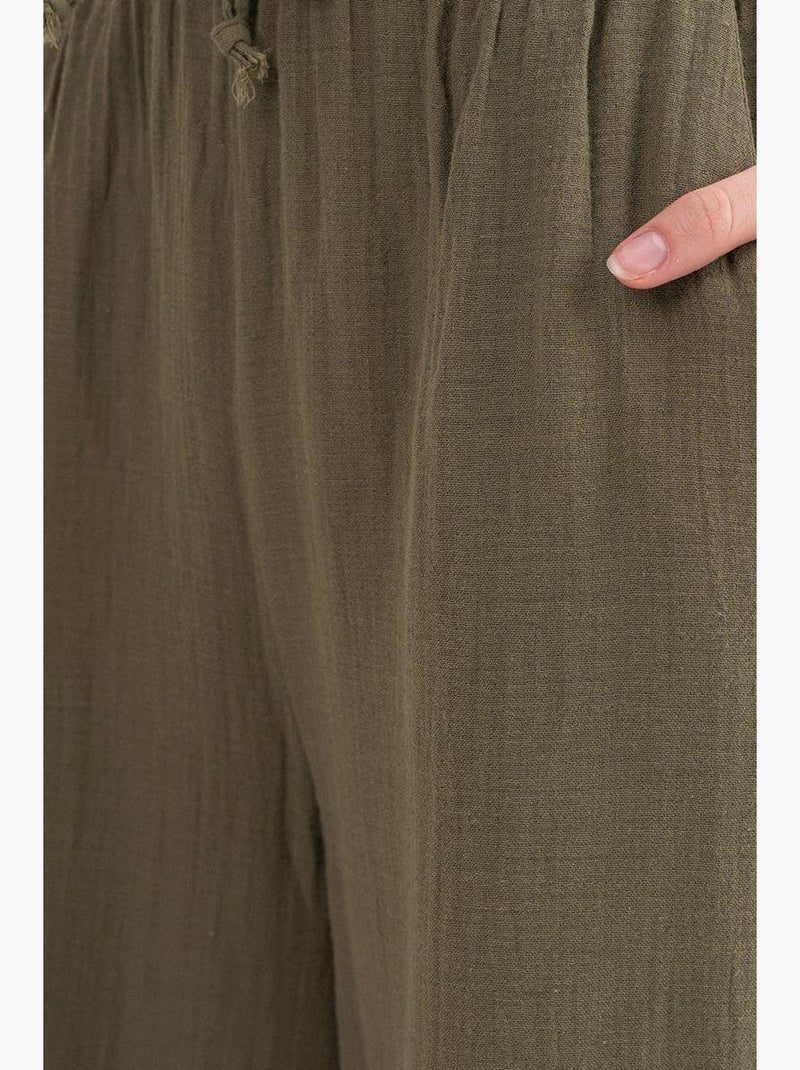 Pantalon palazzo texturé taille haute mixray Kaki - Kiabi