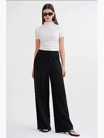 Pantalon palazzo texturé taille haute mixray